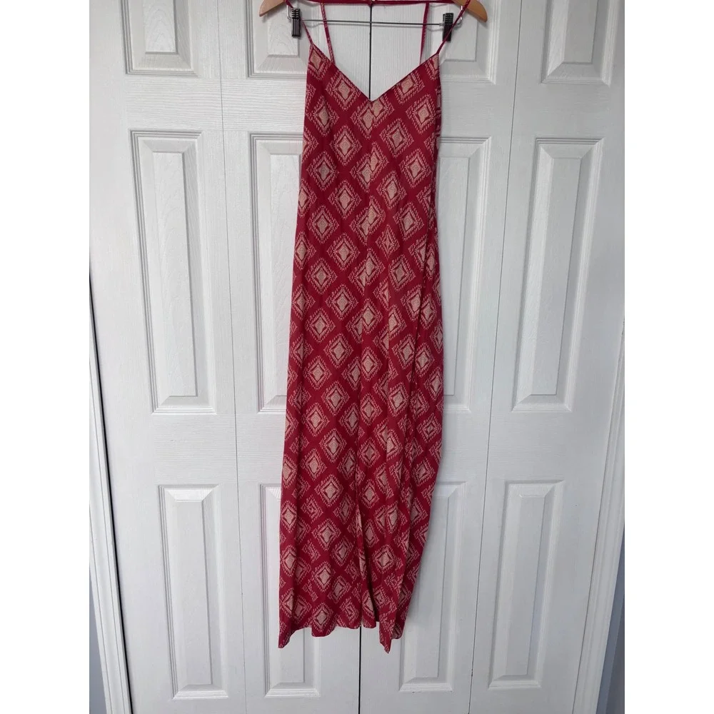 Zara The Jami Jumpsuit V-Neck Open Back Wide Leg Terracotta Print Small‎ NWT